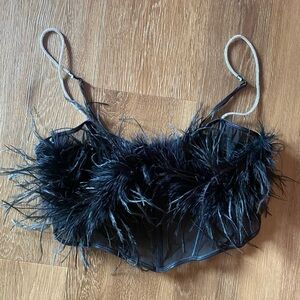 Dreamgirl Black Feathered Lingerie Top